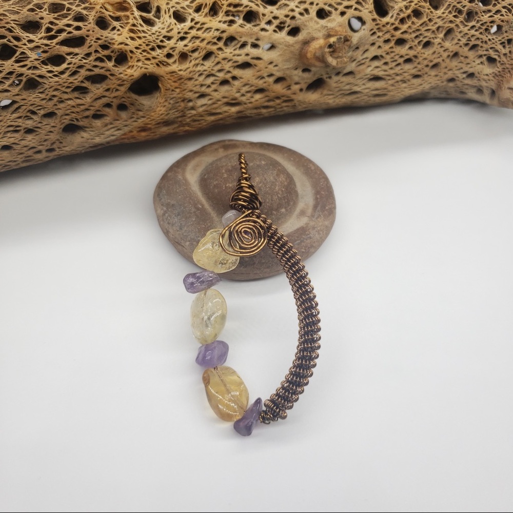 Wire wrapped pendant Amethyst, Citrine